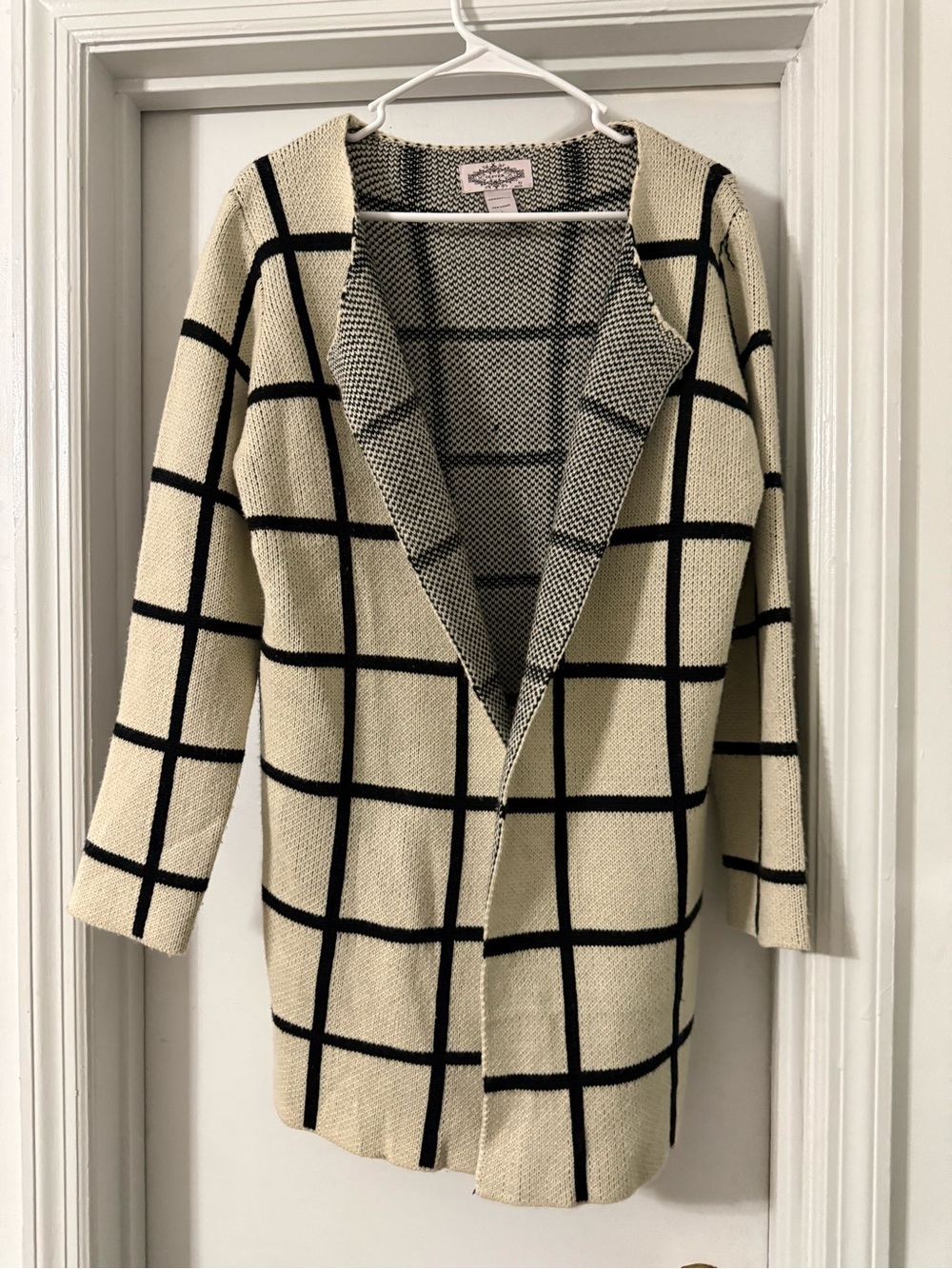 Cream & Black Windowpane Cardigan